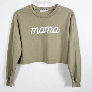 BFFS & BABES Crewneck Graphic Mama Long Sleeve Cropped Tee